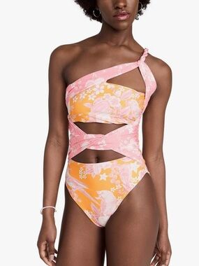 AGUA BENDITA Gemma Floral Cut Out Braided One Piece Swimsuit